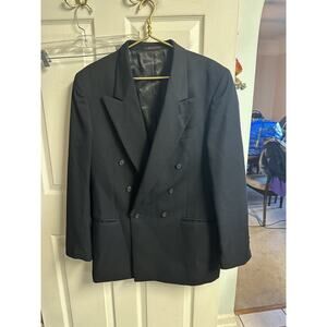 Andre Villard Vnt 90s Double Breasted Black 100 Pure Wool 42 Chest Jacket Blazer